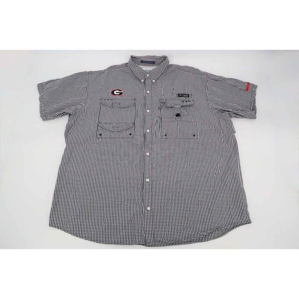 Georgia Bulldogs Shirt Mens XXL Columbia PFG Super Bonehead‎ Button Down Black